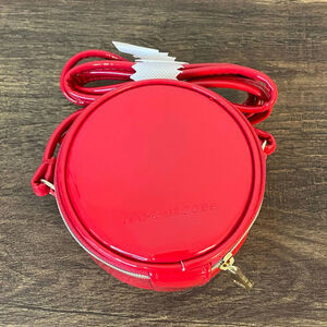 Marc Jacobs Red Patent Mini Round Crossbody Bag 4" Circle Purse Gold Hardware